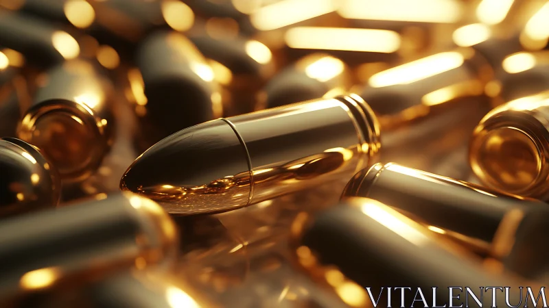Golden metallic bullet renders dominate reflective frame