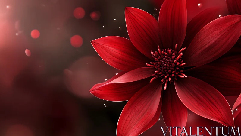 Vibrant Red Flower with Luminous Bokeh Background.