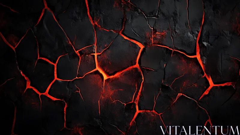 Lava Fissure Texture: Molten Magma Cracks on Charred Stone.