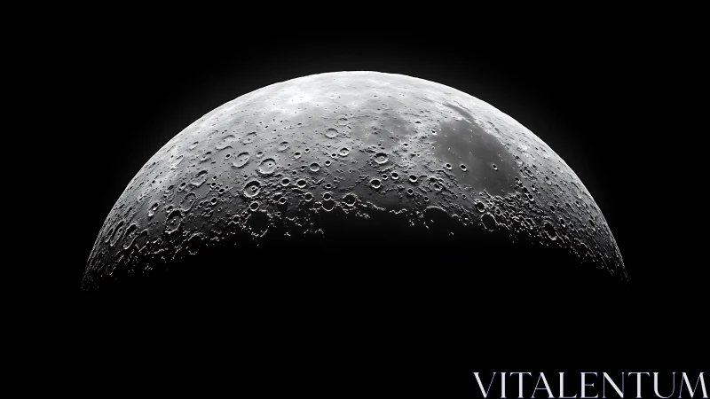 Lunar horizon rises in stark relief against deep space.