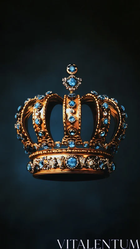 Crowned midnight air shimmers with blue‑lit royal metal