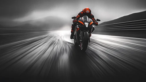 Velocity carves a silver highway as the crimson rider charges