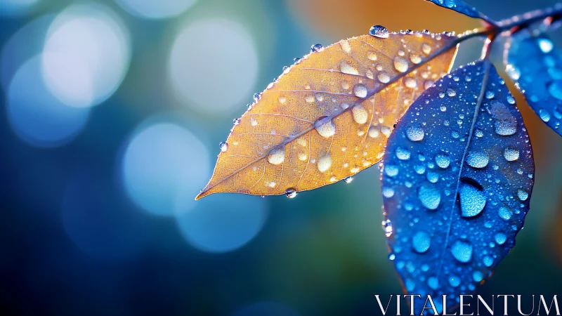 Dewlit leaves merge golden warmth and cool sapphire glow.