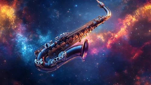 Saxophone drifting through luminous interstellar nebulae.