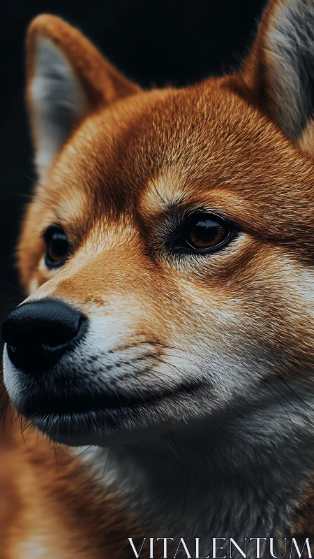 Amber-coated shiba gazes ahead with quiet woodland majesty.