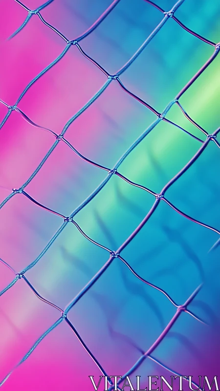 Wire mesh pattern over gradient neon color background.