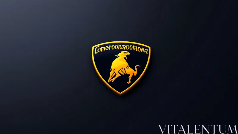 Gold bull crest logo on dark gradient background, 3D render