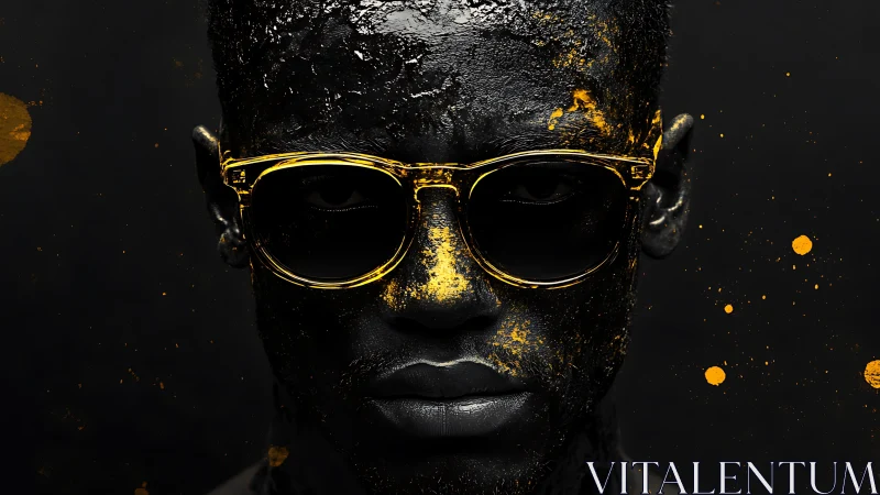 Gold-pigmented portrait with high-contrast chromatic glazing.