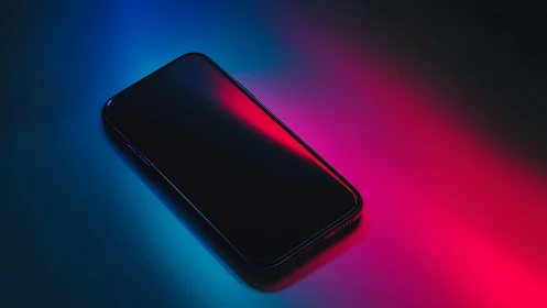 Modern Phone Glowing in Neon Light.