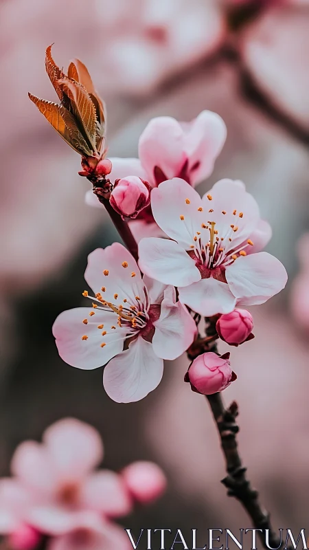 Cherry Blossoms with Resting Butterfly Blossom.