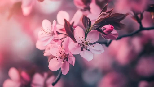 Pink Spring Blossoms: Soft Focus Botanical Portraiture.