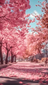 Gentle cherry blossom lane welcoming a dreamy spring walk.