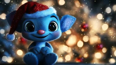 Blue holiday critter sharing cozy Christmas cheer.