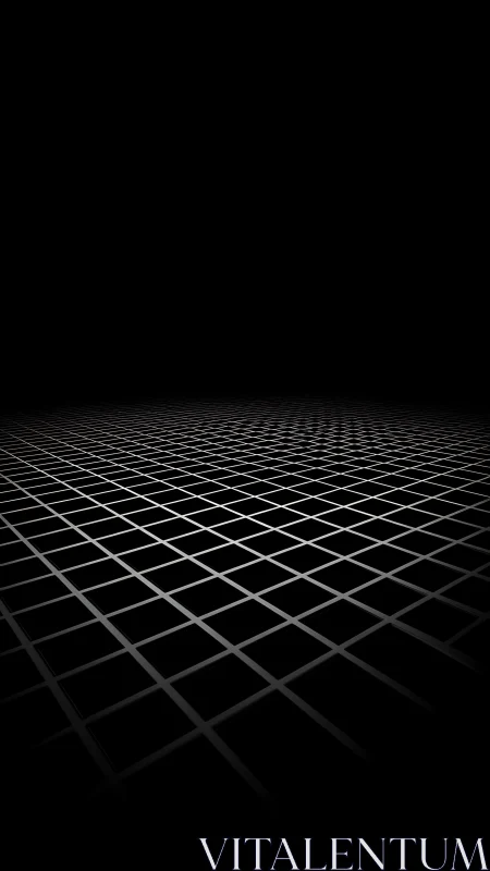 Grid plane recedes into dark background under low lighting
