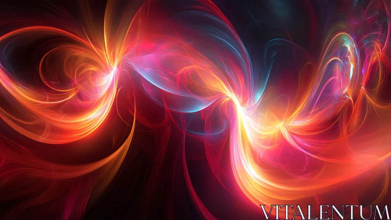 Luminous abstract energy ribbons curve through dark space