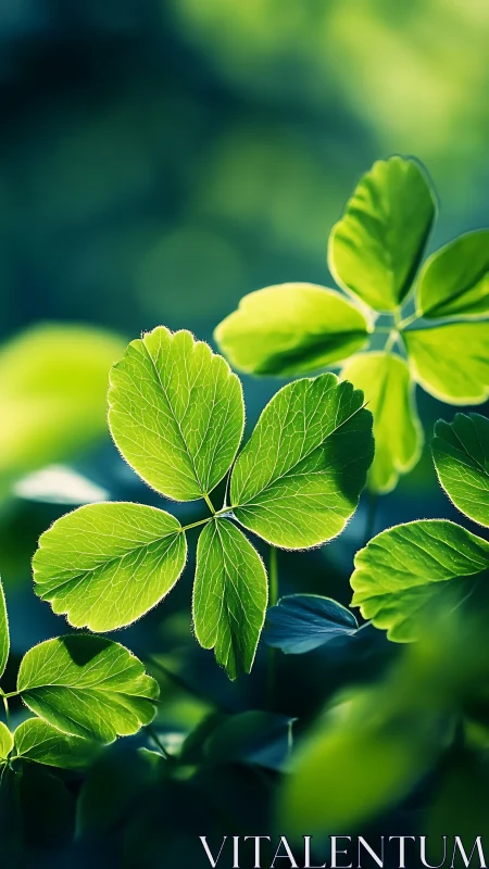 Macro clover leaves glowing with vivid backlighting.