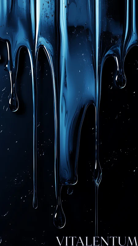 Viscous blue liquid streaks forming elongated vertical drips.