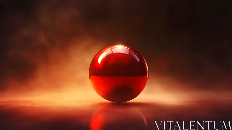 Luminous crimson sphere hovers in a hush of molten dusk