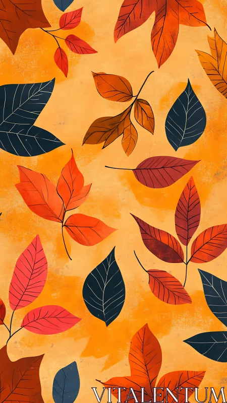 Leaves improvise bright geometry across a warm autumn sky