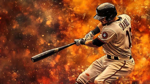 Flaming swing captures a powerful baseball moment in motion