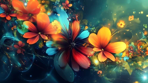 Digital rendering shows multicolored abstract floral forms