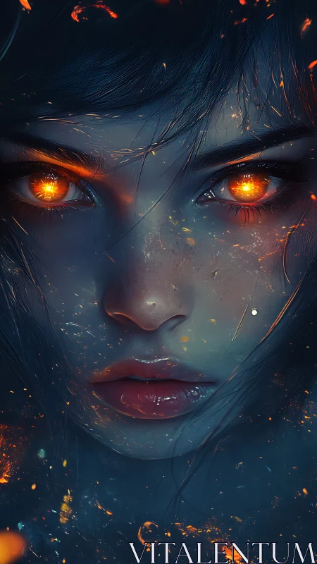 Fiery eyed heroine gazes ahead with glowing inner power