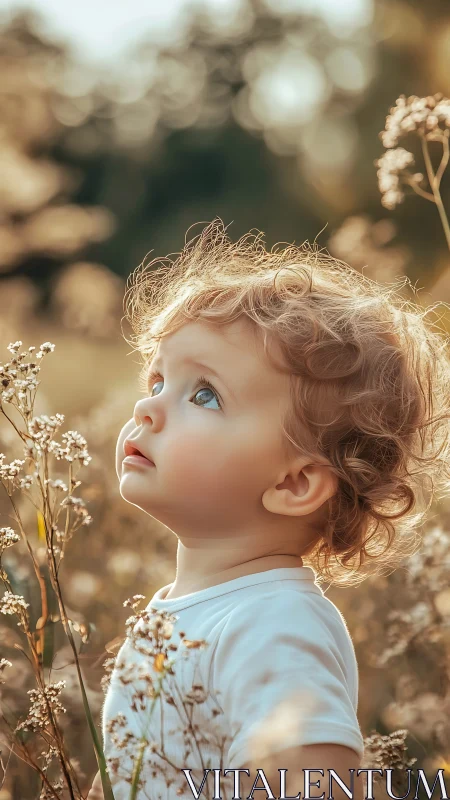 Luminous Reverie: Ethereal Child in Golden Hour Setting.