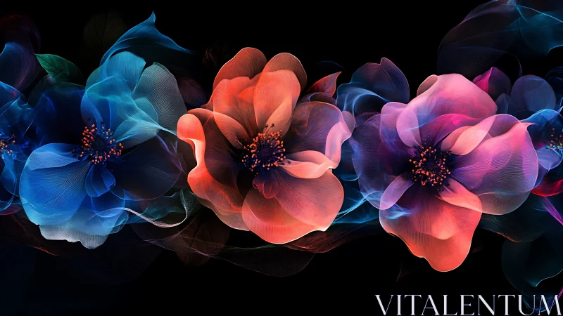 Neon Blooms Illuminate the Darkness with Ethereal Radiance.