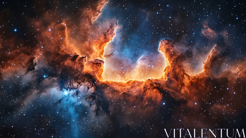 Ionized emission nebula with high-contrast dust pillars and starfield