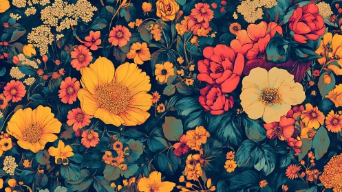 Baroque Floral Density: Dense Layered Botanical Composition.