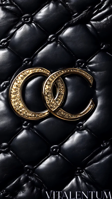 Quilted black leather macro with gold dual‑C jeweled hardware