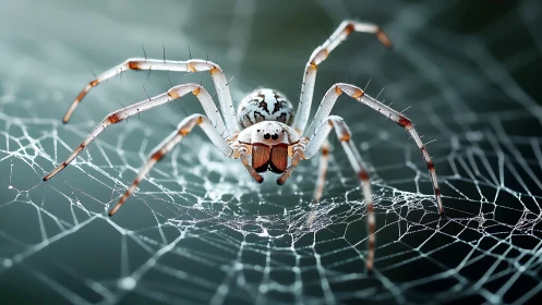 Detailed spider on web in high resolution macro view.
