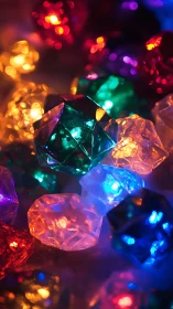 Luminous dice and gem cluster in neon candy twilight.