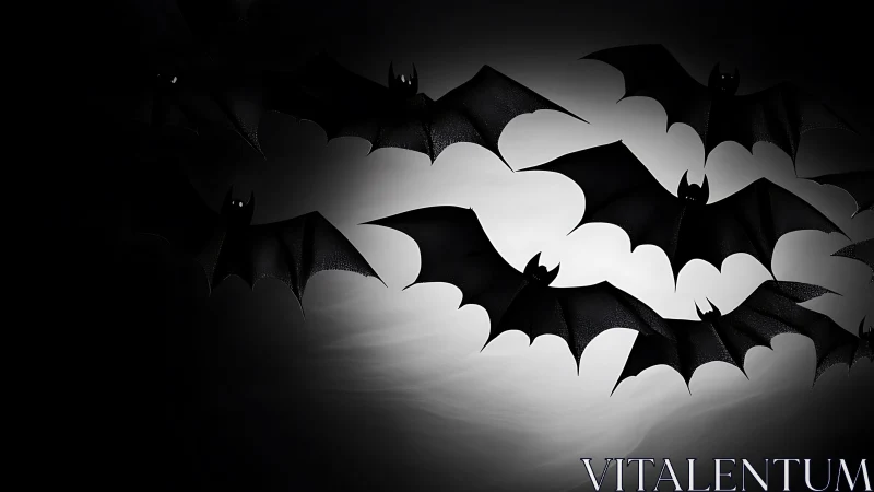 Multiple silhouetted bats move across a dark gradient sky