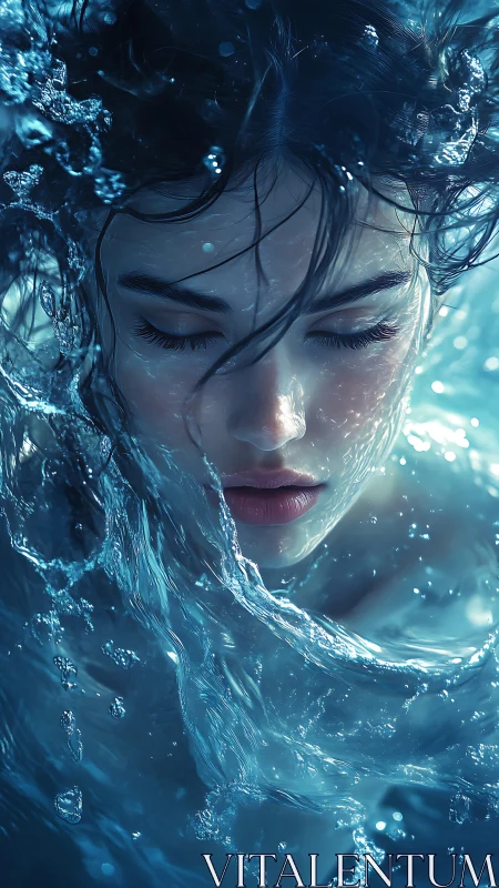 Quiet breath beneath the waves in shimmering blue calm.