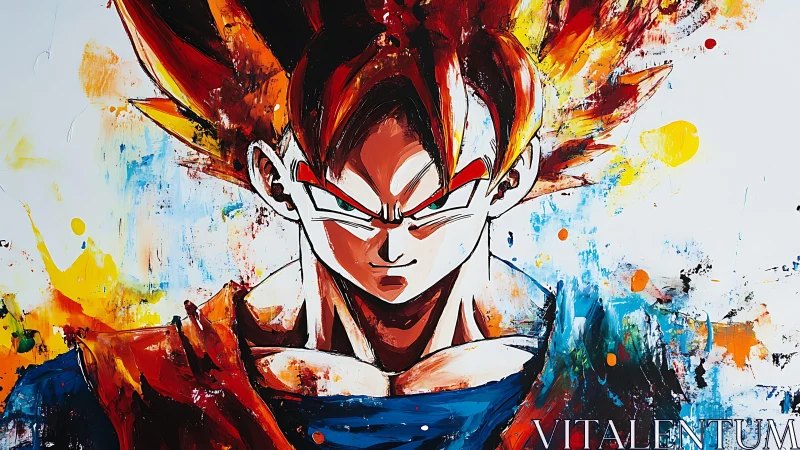 Expressive anime portrait in explosive abstract color fields.