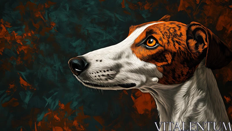 Dog portrait shows detailed digital rendering of hound head