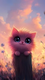 Digital Illustration: Anthropomorphic Felid Rendered with Luminous Chromatic Gradients Against Atmos