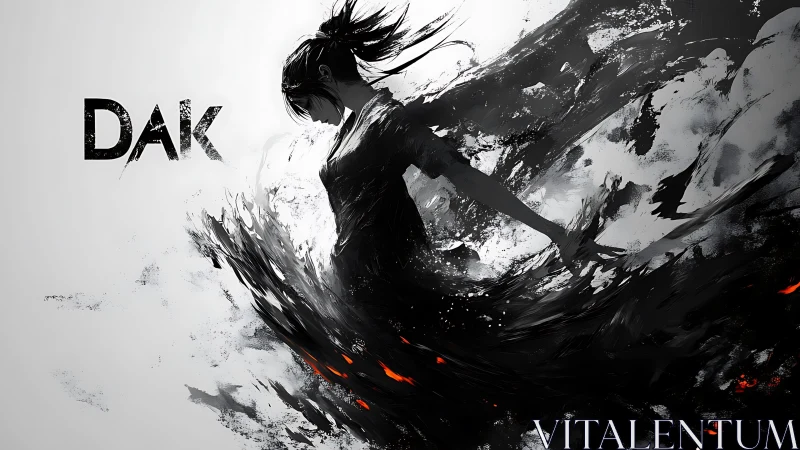 Shadow-swept heroine rising through swirling dark energy.