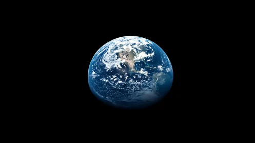 Planet Earth floats isolated against deep black space