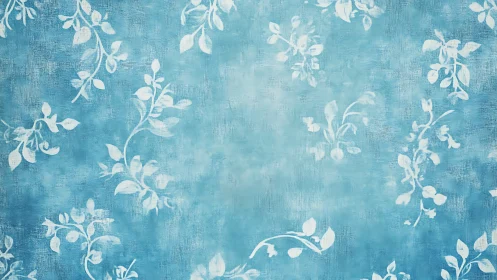 Soft blue floral background with gentle leafy branches.