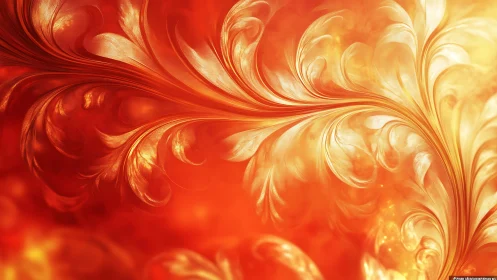 Fiery golden fractal flourishes swirl in radiant motion