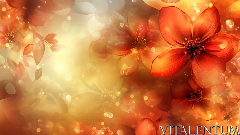 Luminous floral composition with warm chromatic bokeh rendering.
