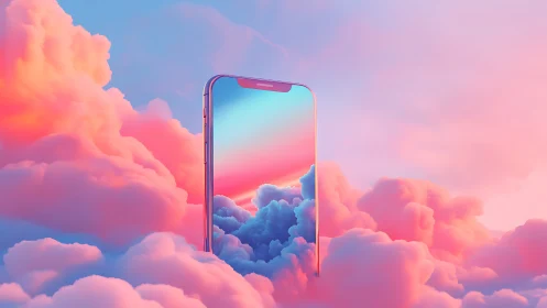Dreamlit smartphone floats as portal in candy cloud skies