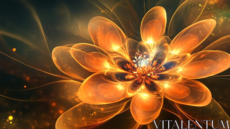 Fractal luminescent blossom with radial translucent petals.