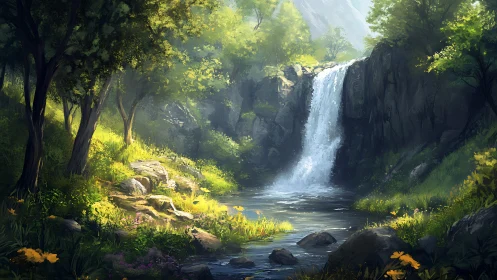 Serene Waterfall Canyon Where Nature's Beauty Flows