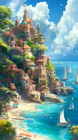 Clifftop Castle Dreams: Where Sunlit Architecture Meets Turquoise Waters