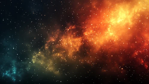 Starlit nebula river pours molten light across deep space