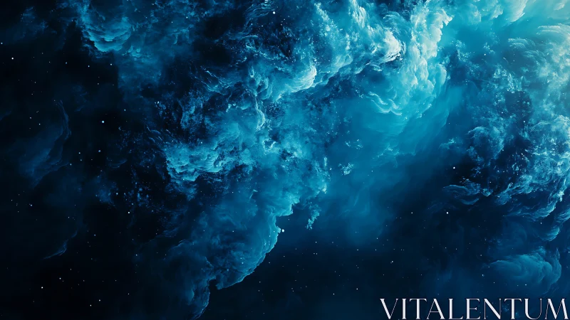 Blue gaseous nebula structure with scattered star field.