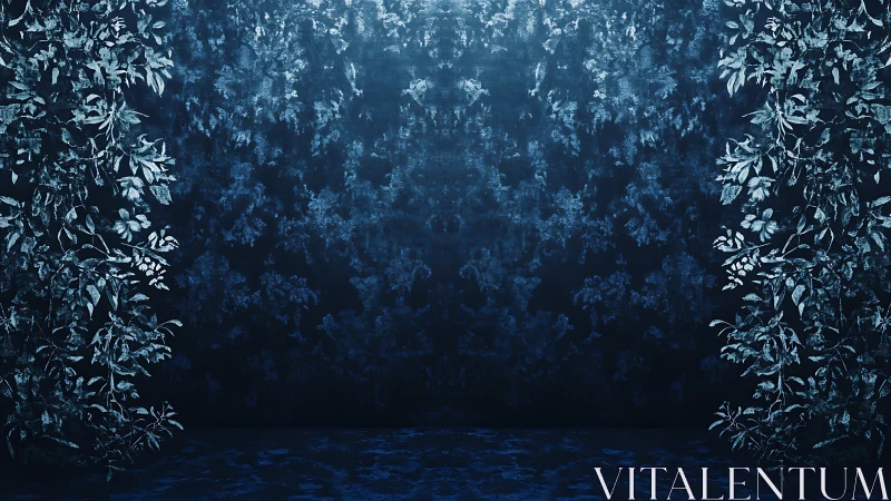 Midnight foliage corridor wrapped in quiet ocean light.